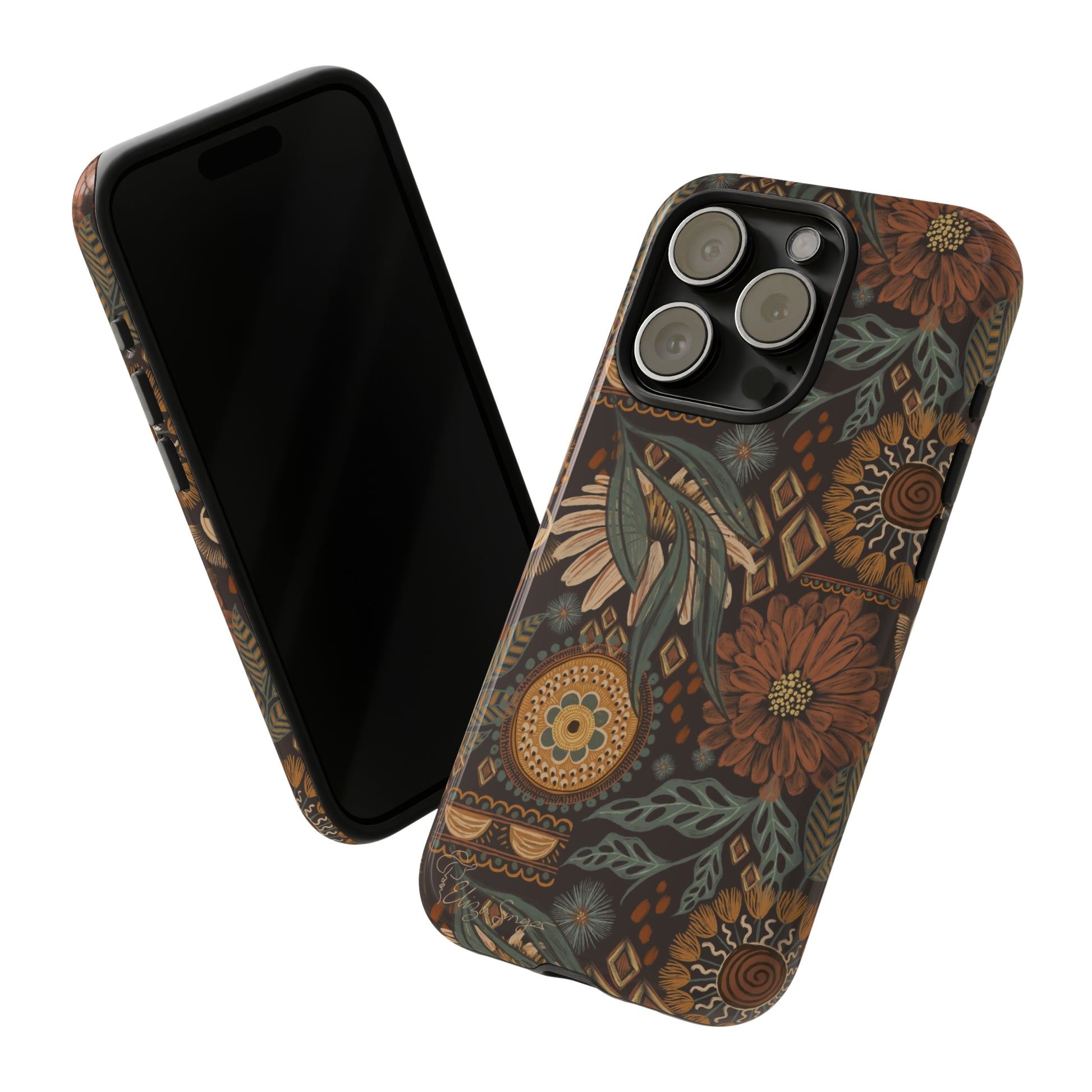 Rustic Boho Bloom: Blissfully Boho Rustic Daisy iPhone Tough Protective Cover. An artful fusion of Flowers, Boho, and floral daisies in a Western design. Compatible with iPhone 15, 14, 13, XS, XR Pro/Max/Mini/P/Plus. Embrace Bohemian Elegance with Durability and Style. #ElizaSinger #PhoneCase #BohoFloral