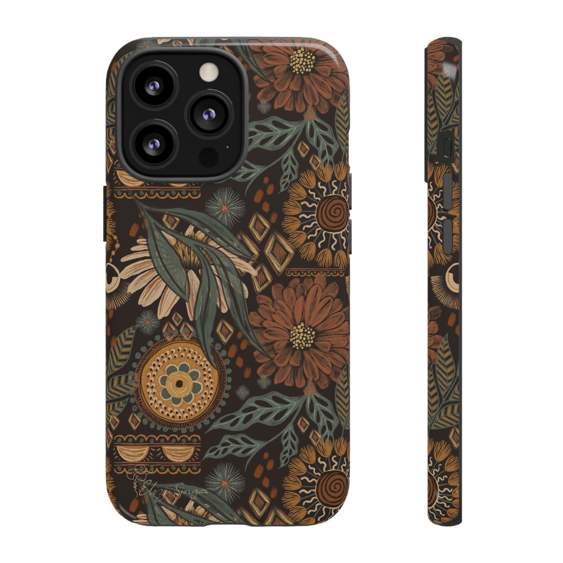 Rustic Boho Bloom: Blissfully Boho Rustic Daisy iPhone Tough Protective Cover. An artful fusion of Flowers, Boho, and floral daisies in a Western design. Compatible with iPhone 15, 14, 13, XS, XR Pro/Max/Mini/P/Plus. Embrace Bohemian Elegance with Durability and Style. #ElizaSinger #PhoneCase #BohoFloral
