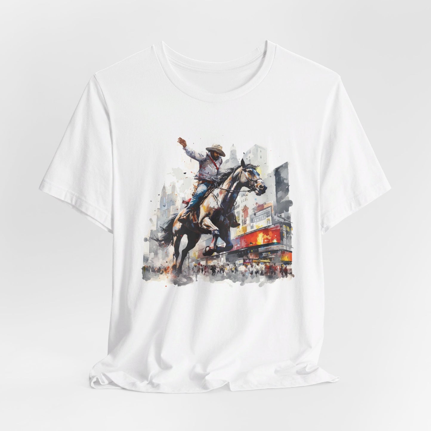 Urban Rodeo: Bella Canvas T-shirt with Cowboy in Times Square