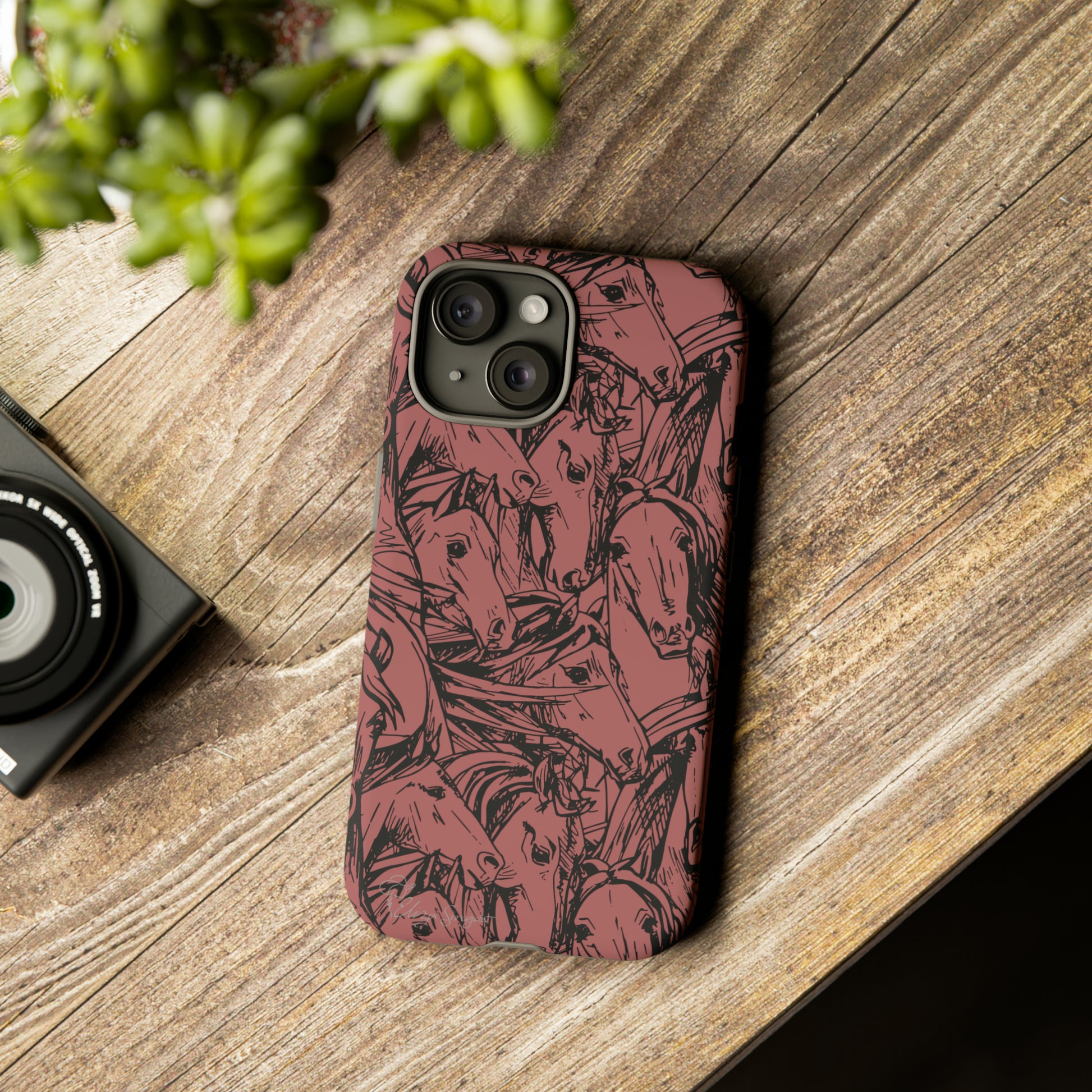 Gallop in Style: Horse Art Western Design iPhone Tough Protective Cover. Featuring a Scribble Horse Drawing, compatible with iPhone 15, 14, 13, 12, 11, XS, XR Pro/Max/Mini/P/Plus. Unleash the Rider in You with Style and Durability. #ElizaSinger #PhoneCase #WesternArt