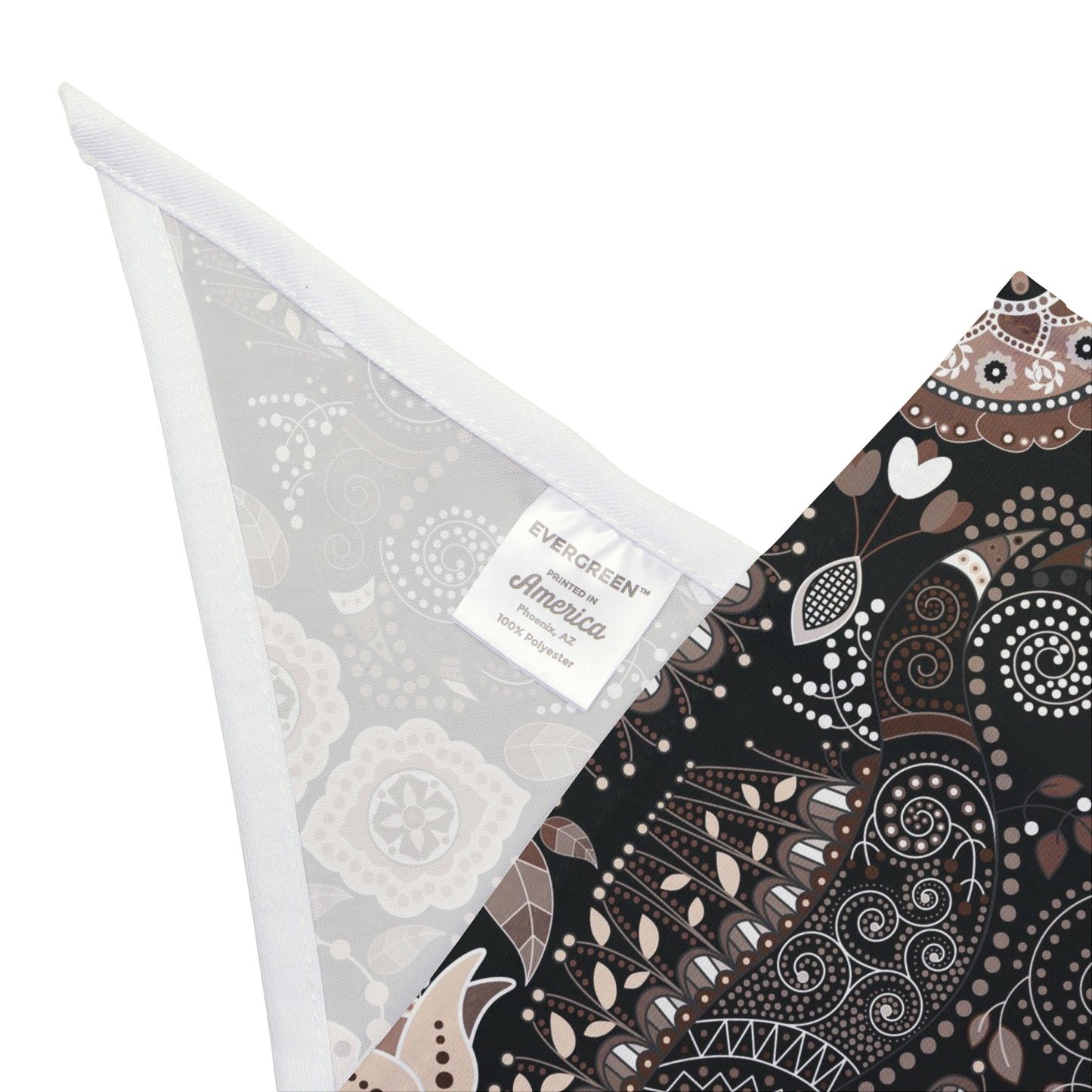 Elevate your dog's style with our Classic Elegance Dog Bandana/Wild Rag. The masculine and classy paisley design in black and sand adds a touch of sophistication to any ensemble. Crafted from soft-spun polyester, this wild rag ensures comfort and durability. Make every outing a stylish affair with this exclusive design, available only at Eliza Singer.