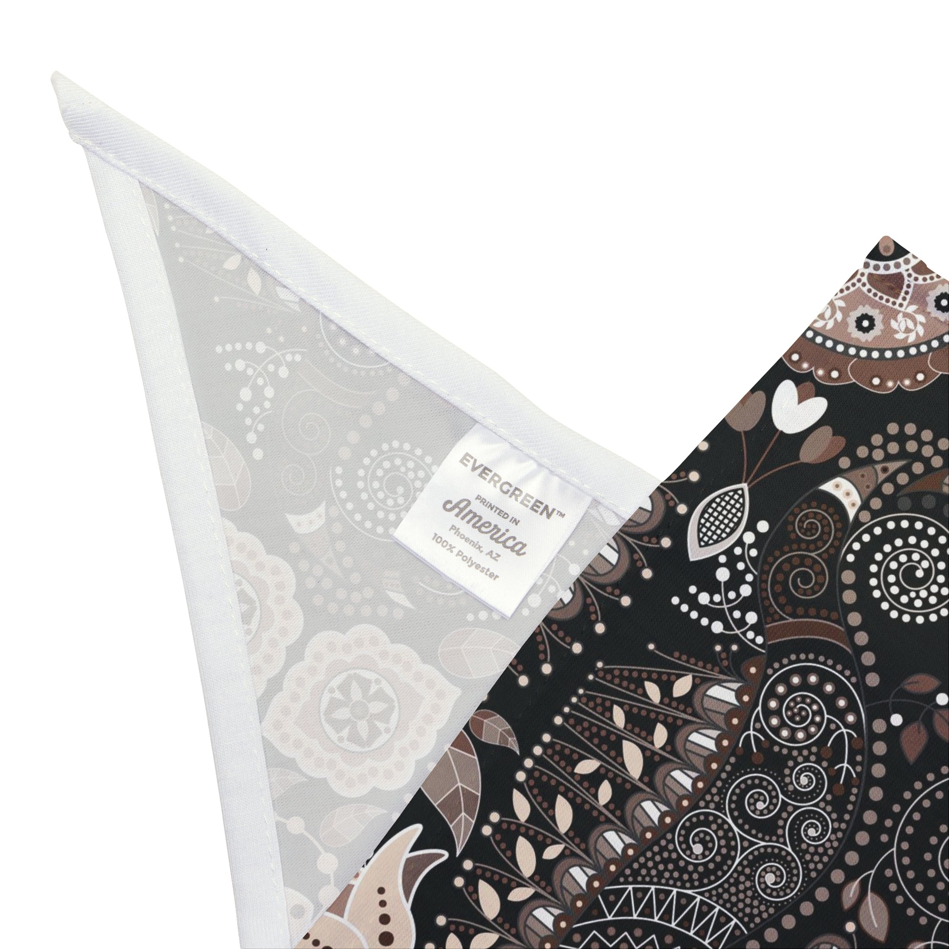 Elevate your dog's style with our Classic Elegance Dog Bandana/Wild Rag. The masculine and classy paisley design in black and sand adds a touch of sophistication to any ensemble. Crafted from soft-spun polyester, this wild rag ensures comfort and durability. Make every outing a stylish affair with this exclusive design, available only at Eliza Singer.
