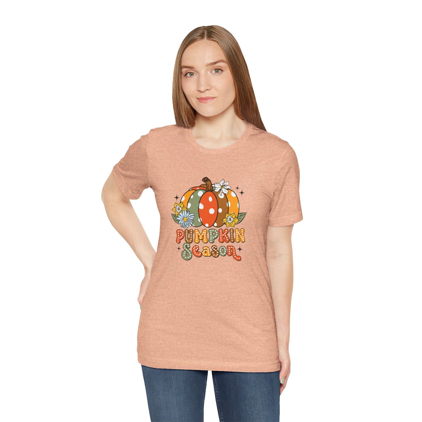 Pumpkin Season: Bella Canvas T-shirt with Multicolored Pumpkins