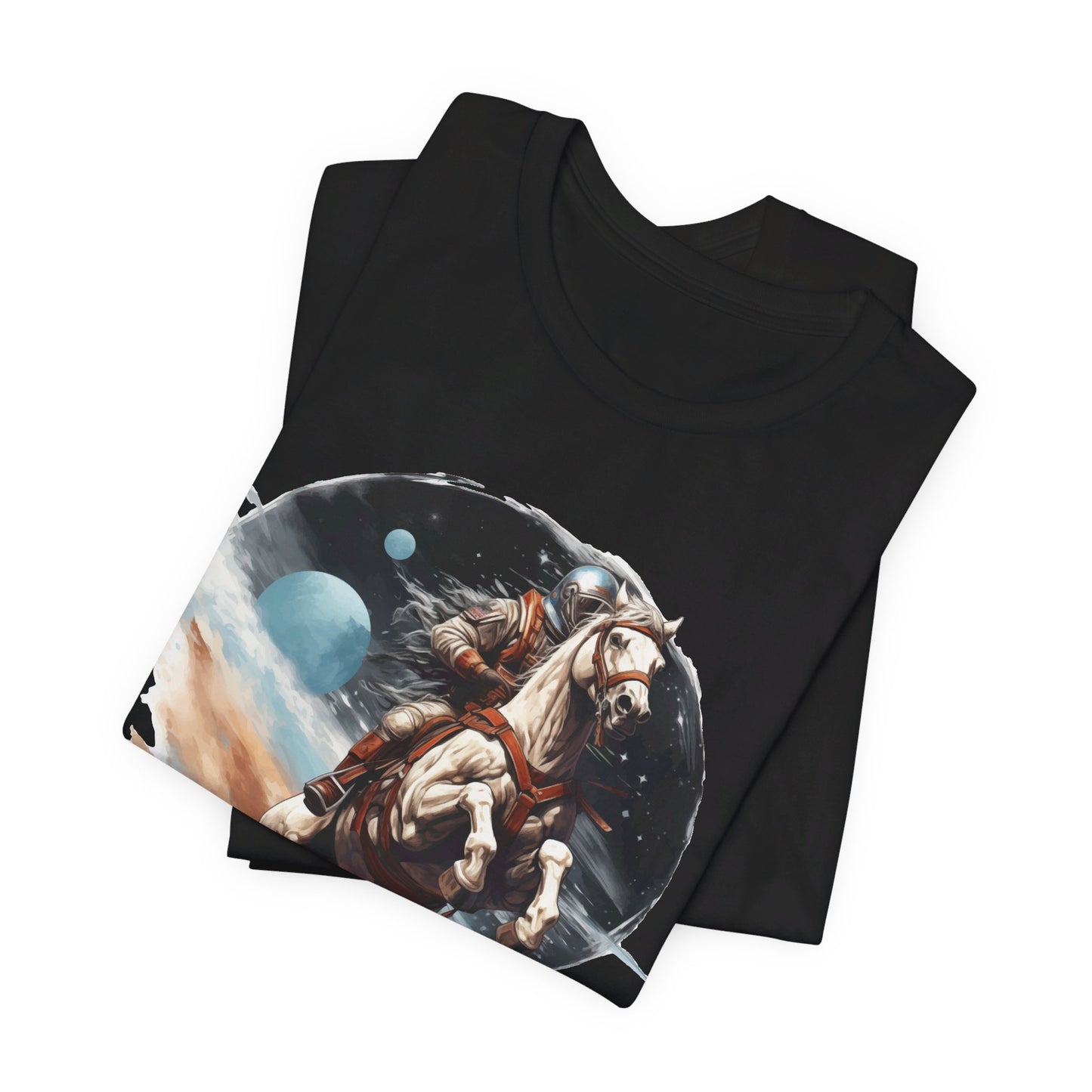 Intergalactic Rodeo: Astronaut on Horse Bella Canvas T-shirt