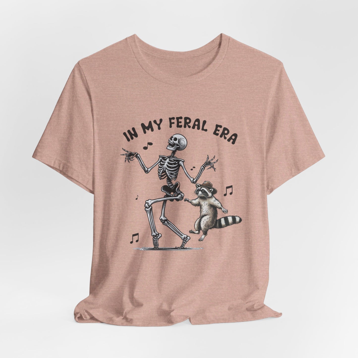 Feral Era: Halloween Bella Canvas T-shirt with Skeleton and Raccoon