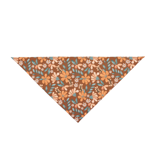 Elevate your pup's country charm with our Daisy Delight Dog Bandana/Wild Rag. The brown background adorned with painted daisy-style flowers adds a touch of rustic elegance to your furry friend's wardrobe. Crafted from soft-spun polyester, this wild rag ensures comfort and style on every adventure. Your dog will stand out in the crowd with this exclusive design, available only at Eliza Singer. Make every walk a fashionable statement. 
