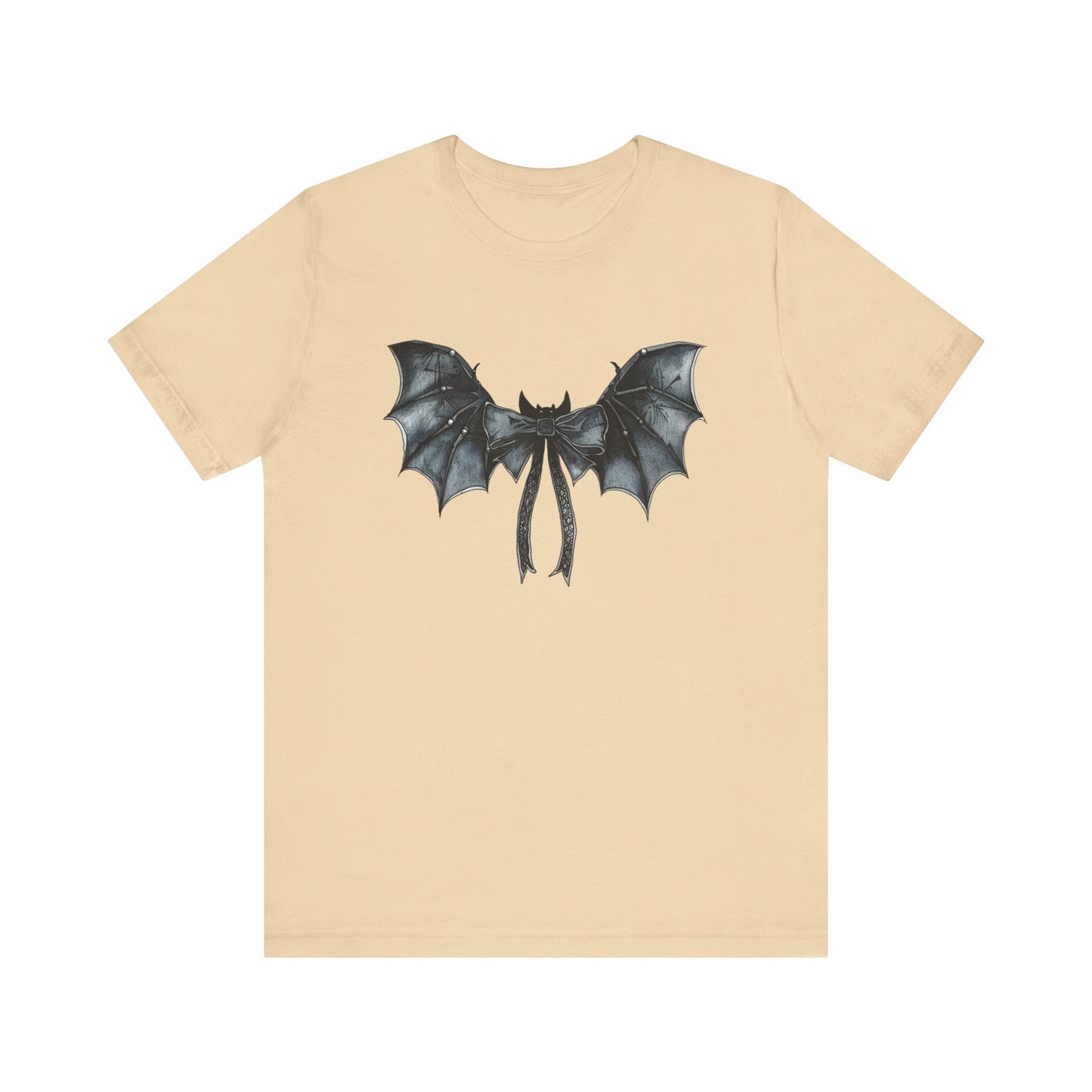 Subtle Spooks: Halloween Bella Canvas T-shirt with Minimalistic Bat Wing Design