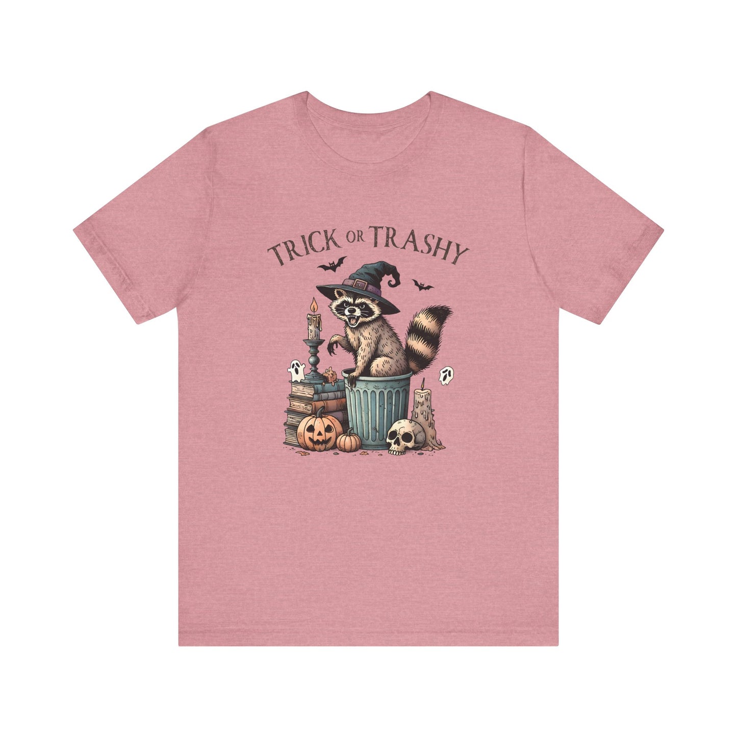 Trick or Trashy: Halloween Bella Canvas T-shirt with Raccoon