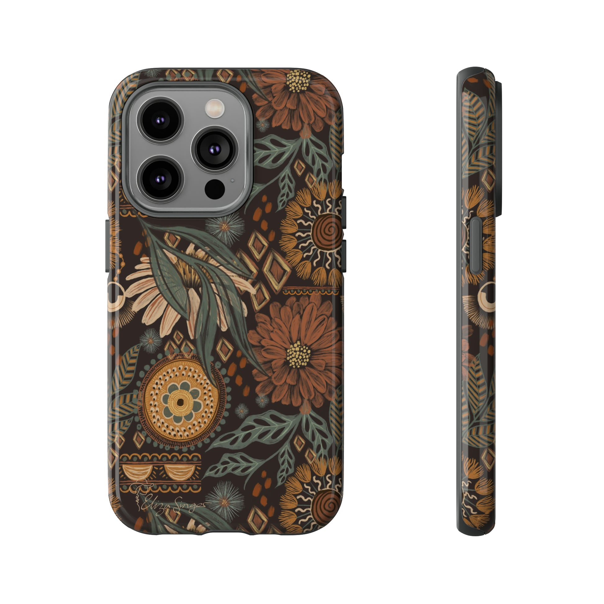 Rustic Boho Bloom: Blissfully Boho Rustic Daisy iPhone Tough Protective Cover. An artful fusion of Flowers, Boho, and floral daisies in a Western design. Compatible with iPhone 15, 14, 13, XS, XR Pro/Max/Mini/P/Plus. Embrace Bohemian Elegance with Durability and Style. #ElizaSinger #PhoneCase #BohoFloral