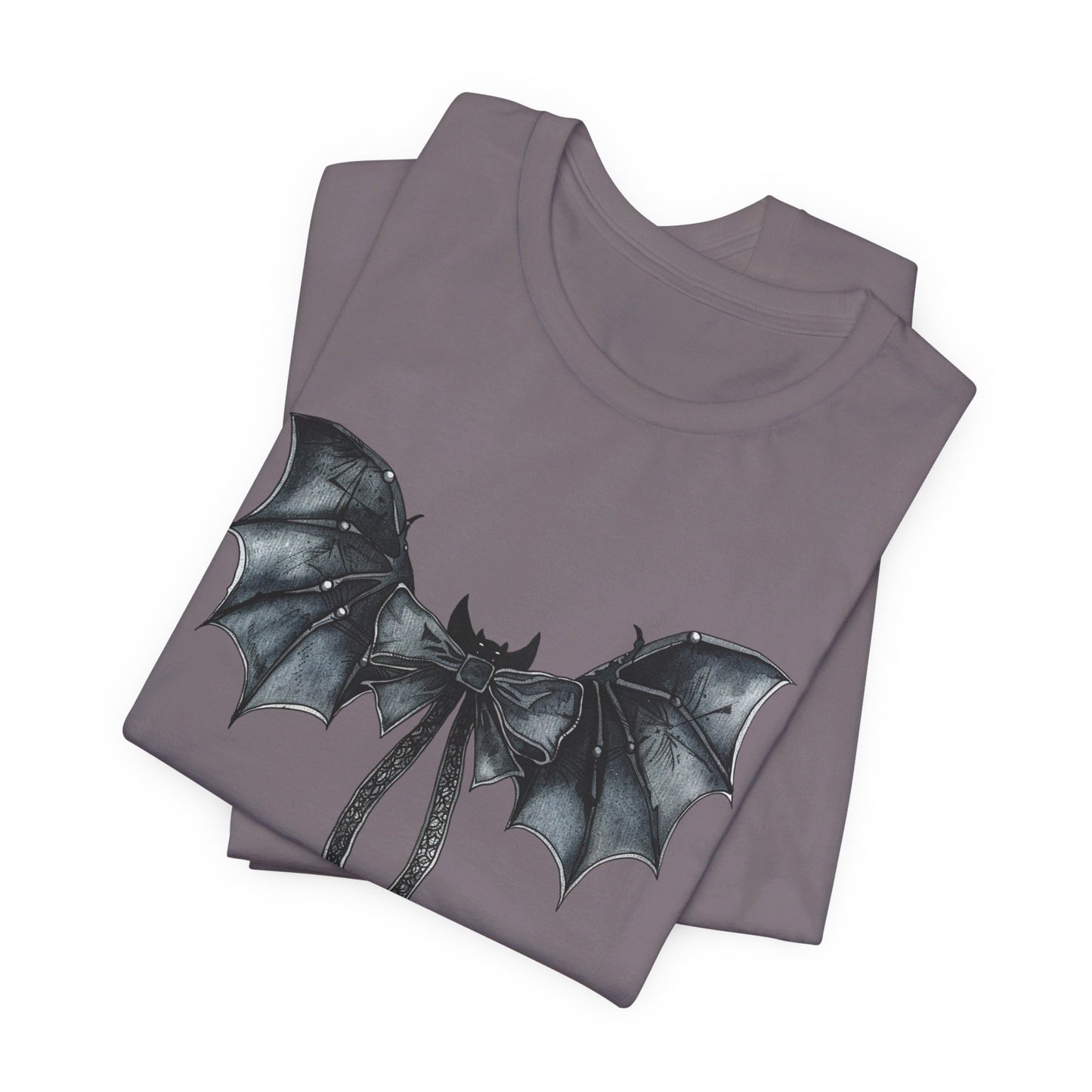 Subtle Spooks: Halloween Bella Canvas T-shirt with Minimalistic Bat Wing Design