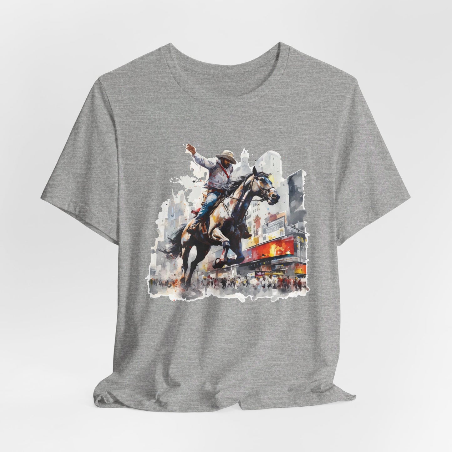 Urban Rodeo: Bella Canvas T-shirt with Cowboy in Times Square