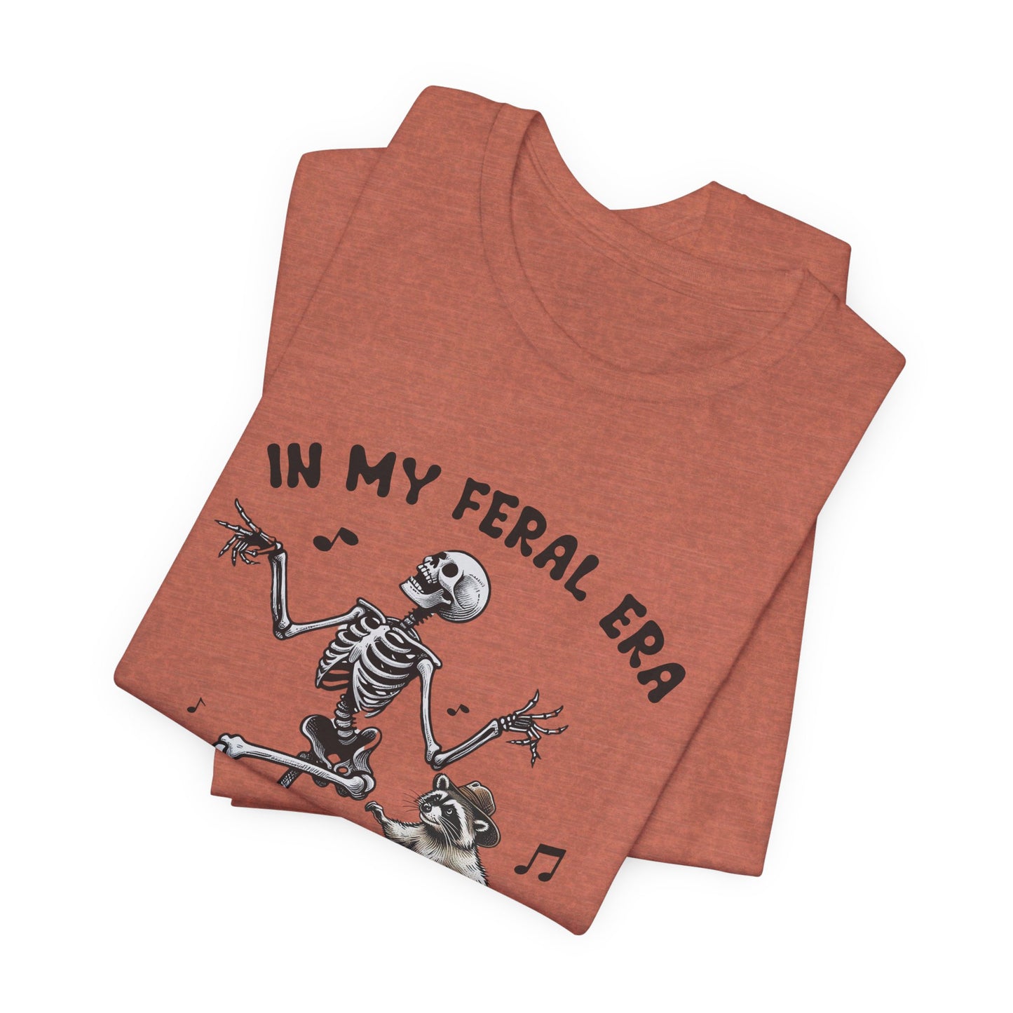 Feral Era: Halloween Bella Canvas T-shirt with Skeleton and Raccoon