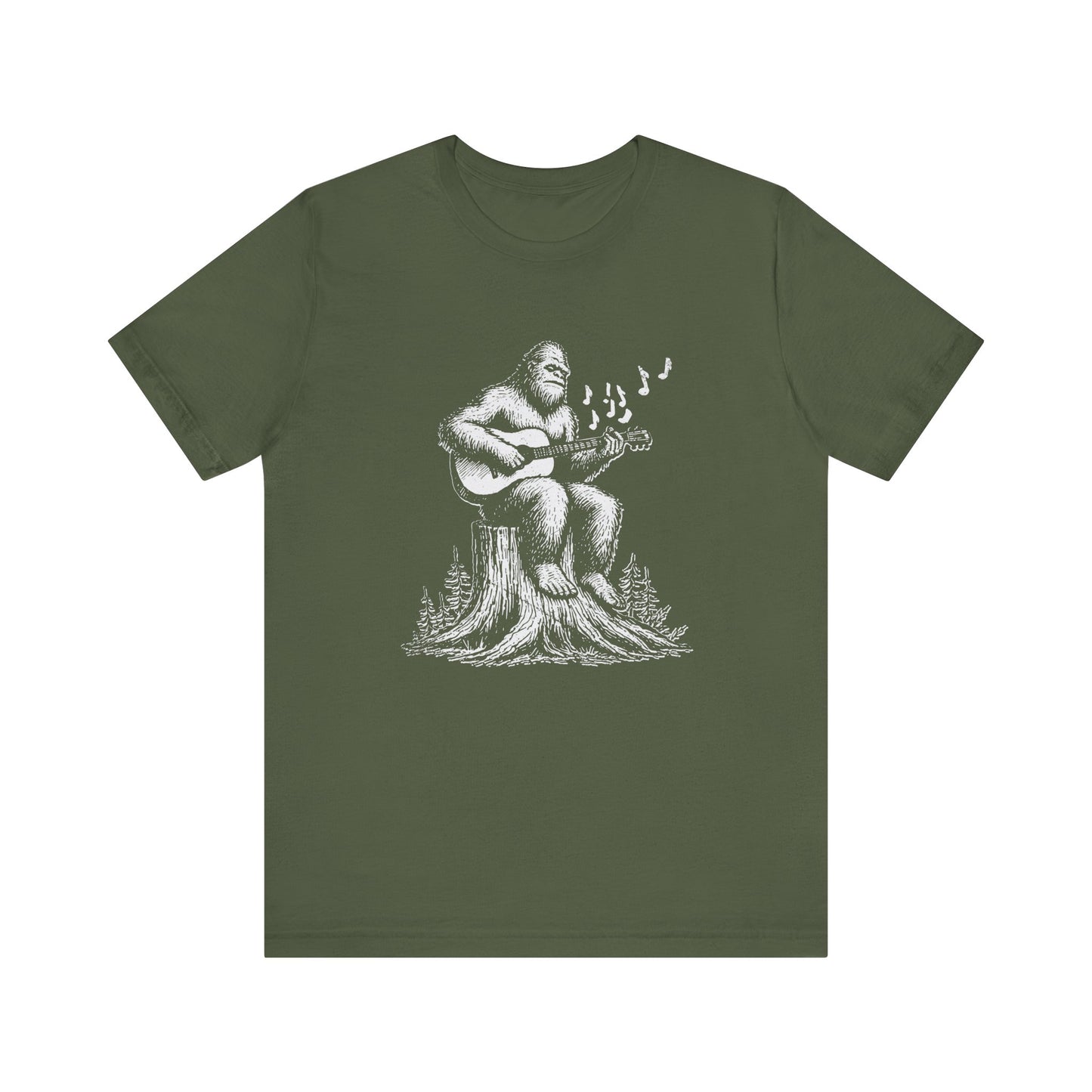 Sasquatch Serenade: Bella Canvas T-shirt with Bigfoot