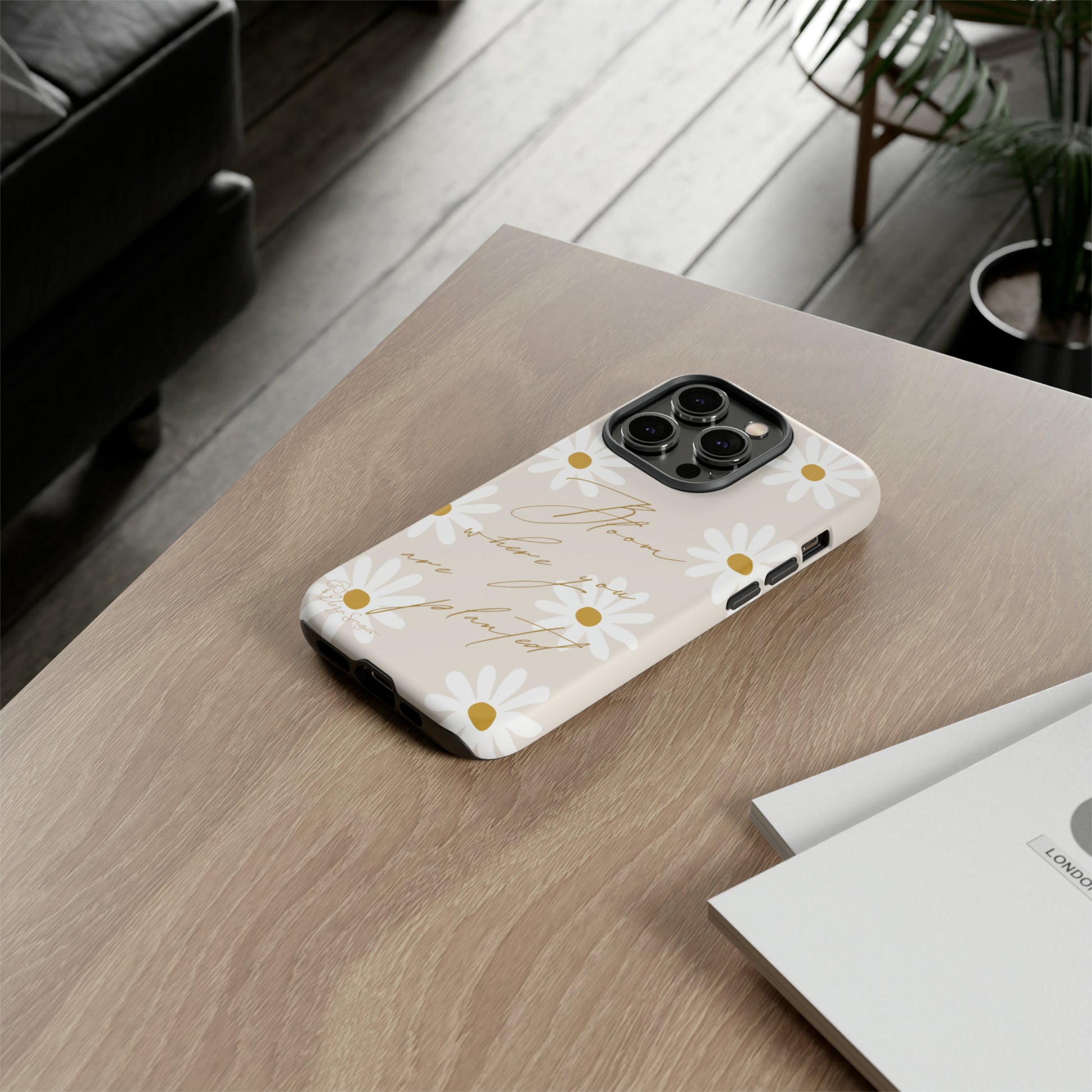 Sunny Boho Blooms: Boho Flower Daisy iPhone Tough Protective Case. A lively fusion of Flowers, Boho, and floral daisies design. Compatible with iPhone 15, 14, 13, XS, XR Pro/Max/Mini/P/Plus. Elevate Your Device with Bohemian Charm and Durability. #ElizaSinger #PhoneCase #FloralDesign