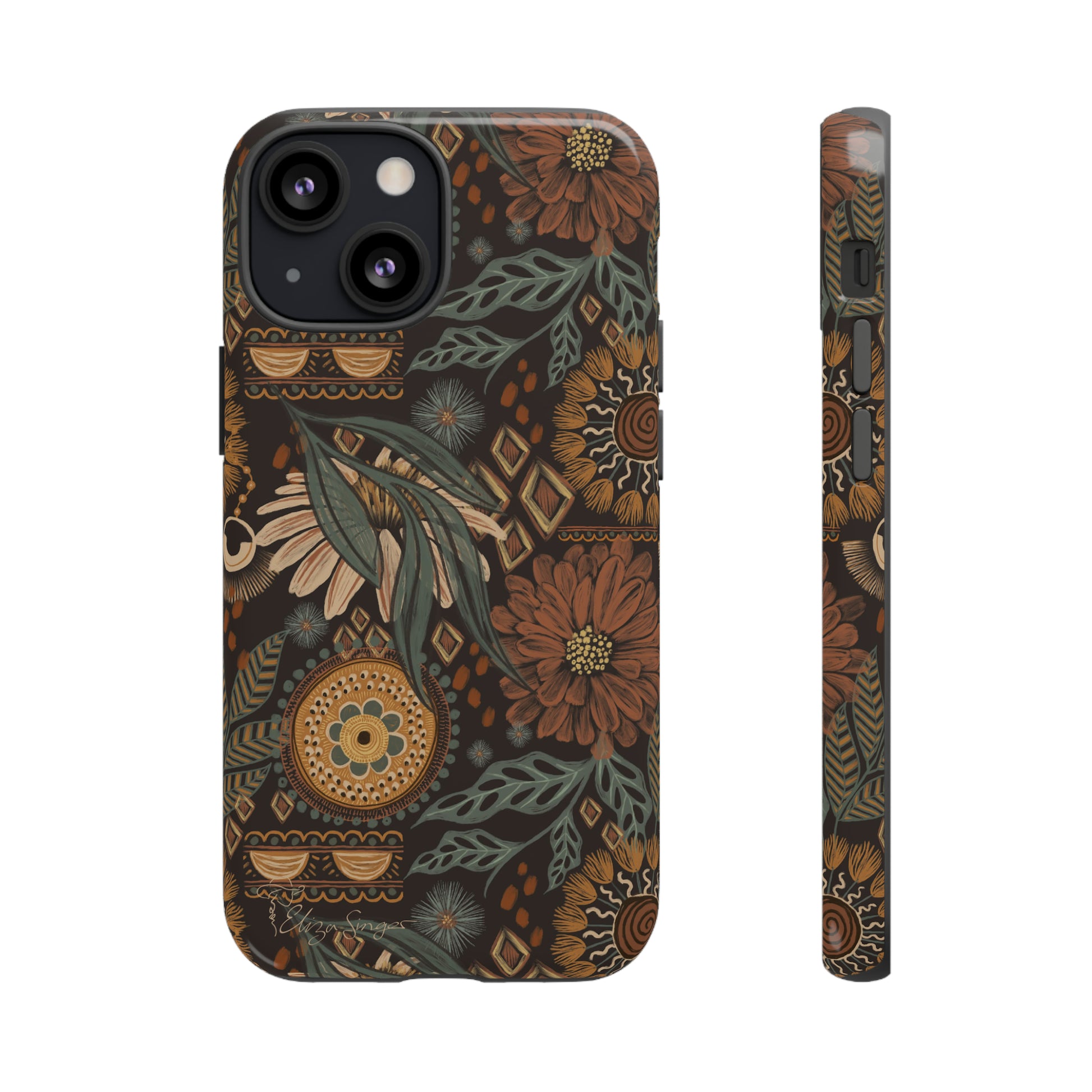 Rustic Boho Bloom: Blissfully Boho Rustic Daisy iPhone Tough Protective Cover. An artful fusion of Flowers, Boho, and floral daisies in a Western design. Compatible with iPhone 15, 14, 13, XS, XR Pro/Max/Mini/P/Plus. Embrace Bohemian Elegance with Durability and Style. #ElizaSinger #PhoneCase #BohoFloral