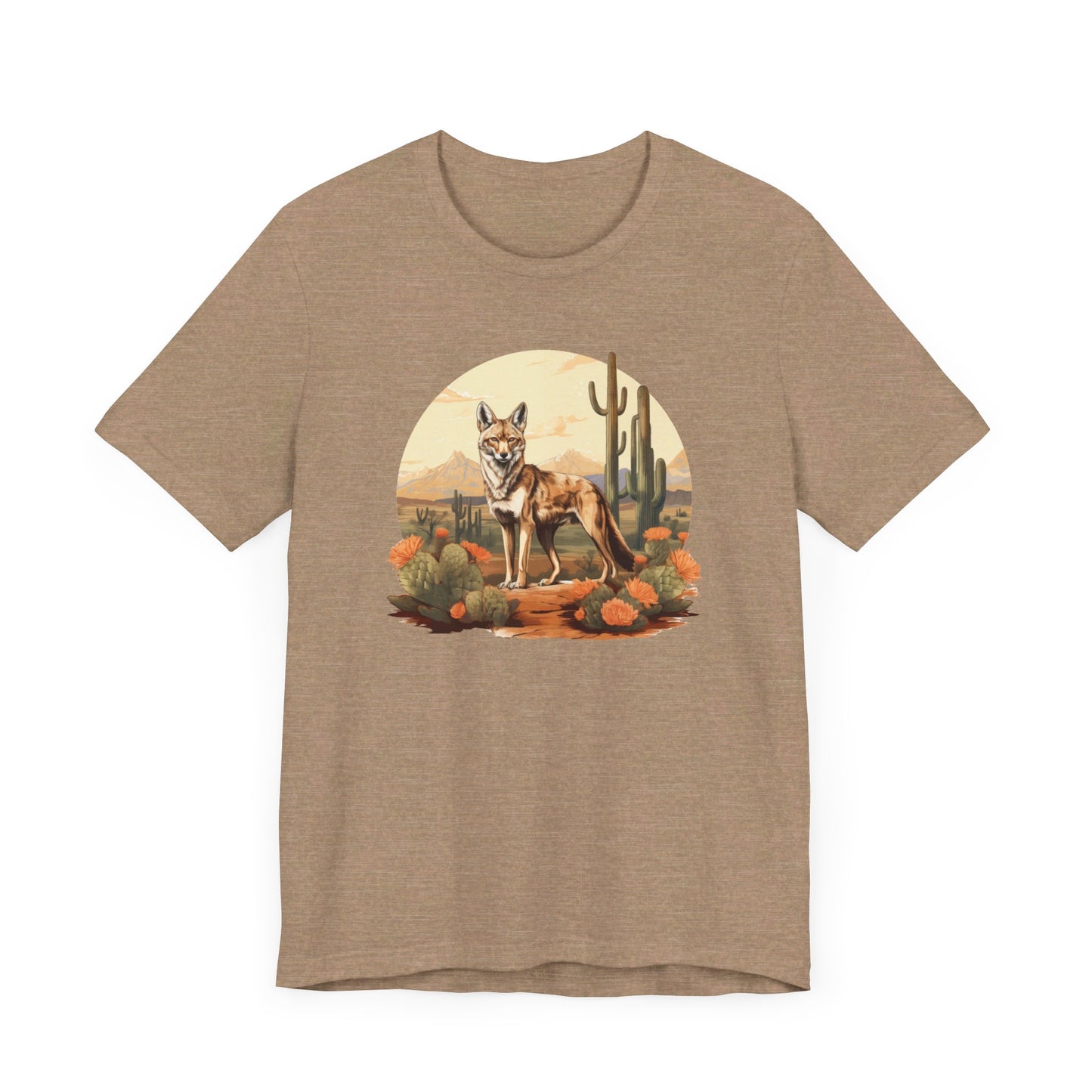 Desert Nomad: Bella Canvas T-shirt with Jackal and Cactus