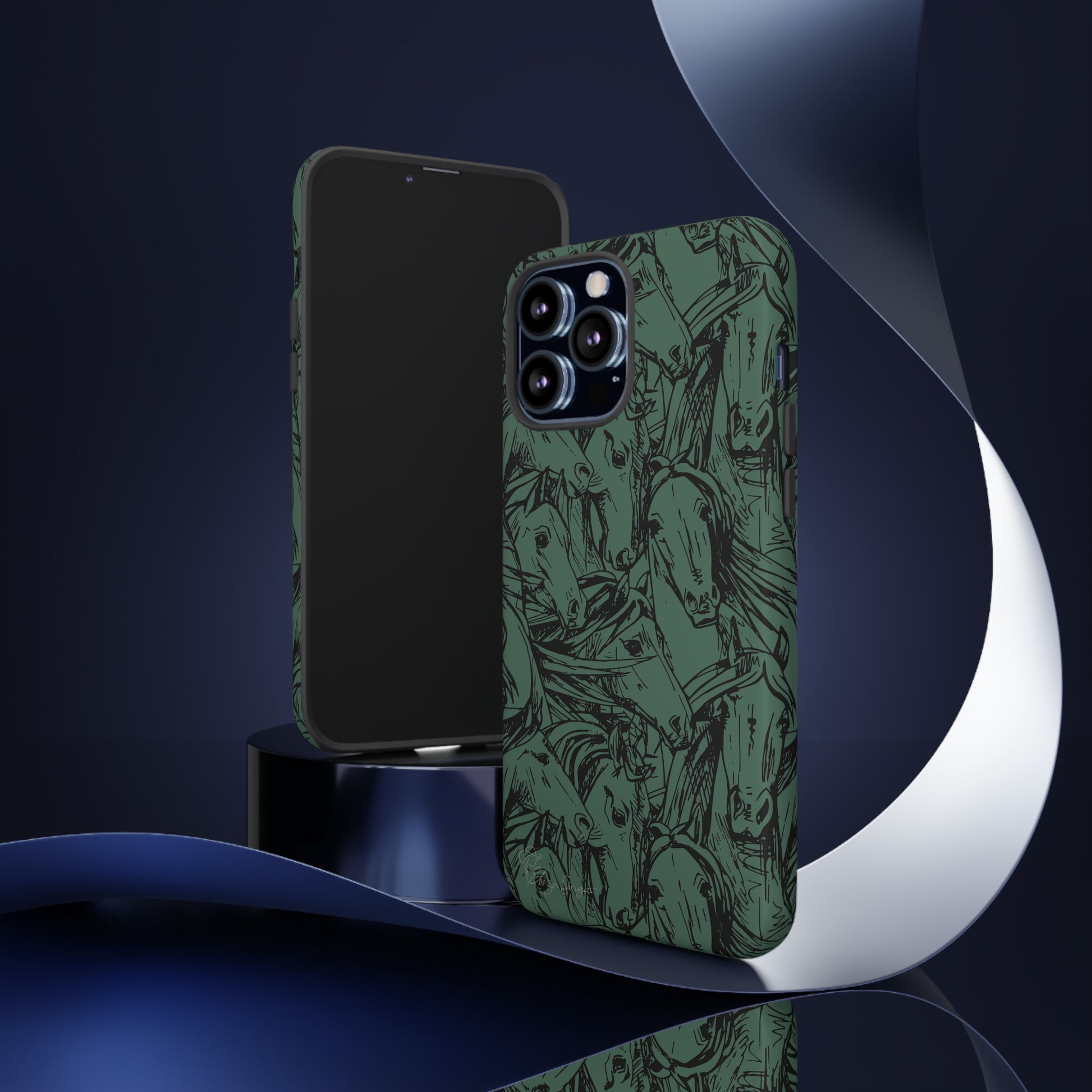 Gallop in Style: Horse Art Western Design iPhone Tough Protective Cover. Featuring a Scribble Horse Drawing, this makes the perfect equestrian gift. Compatible with iPhone 15, 14, 13, XS, XR Pro/Max/Mini/P/Plus. Unleash the Rider in You with Style and Durability. #ElizaSinger #PhoneCase #EquestrianGift