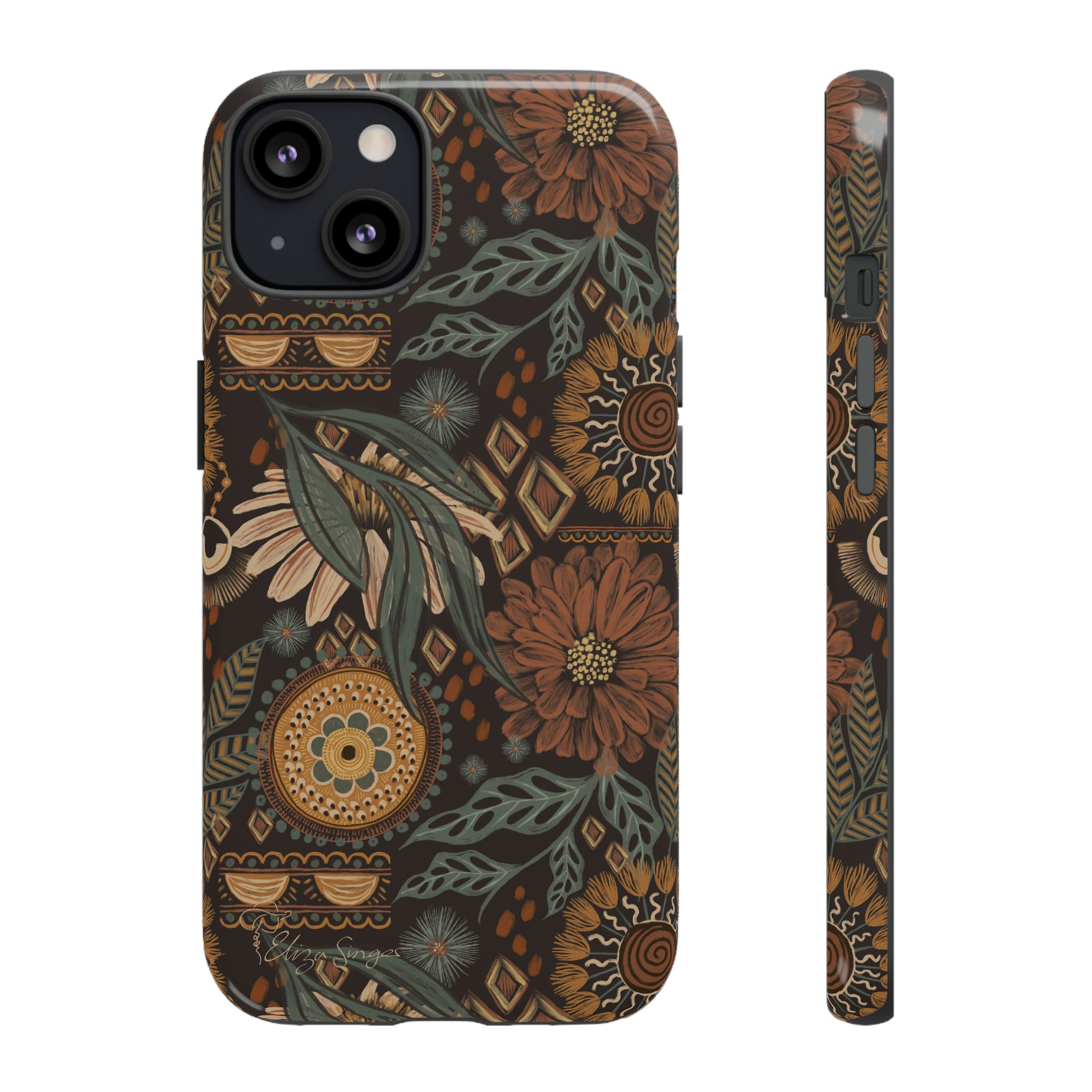 Rustic Boho Bloom: Blissfully Boho Rustic Daisy iPhone Tough Protective Cover. An artful fusion of Flowers, Boho, and floral daisies in a Western design. Compatible with iPhone 15, 14, 13, XS, XR Pro/Max/Mini/P/Plus. Embrace Bohemian Elegance with Durability and Style. #ElizaSinger #PhoneCase #BohoFloral