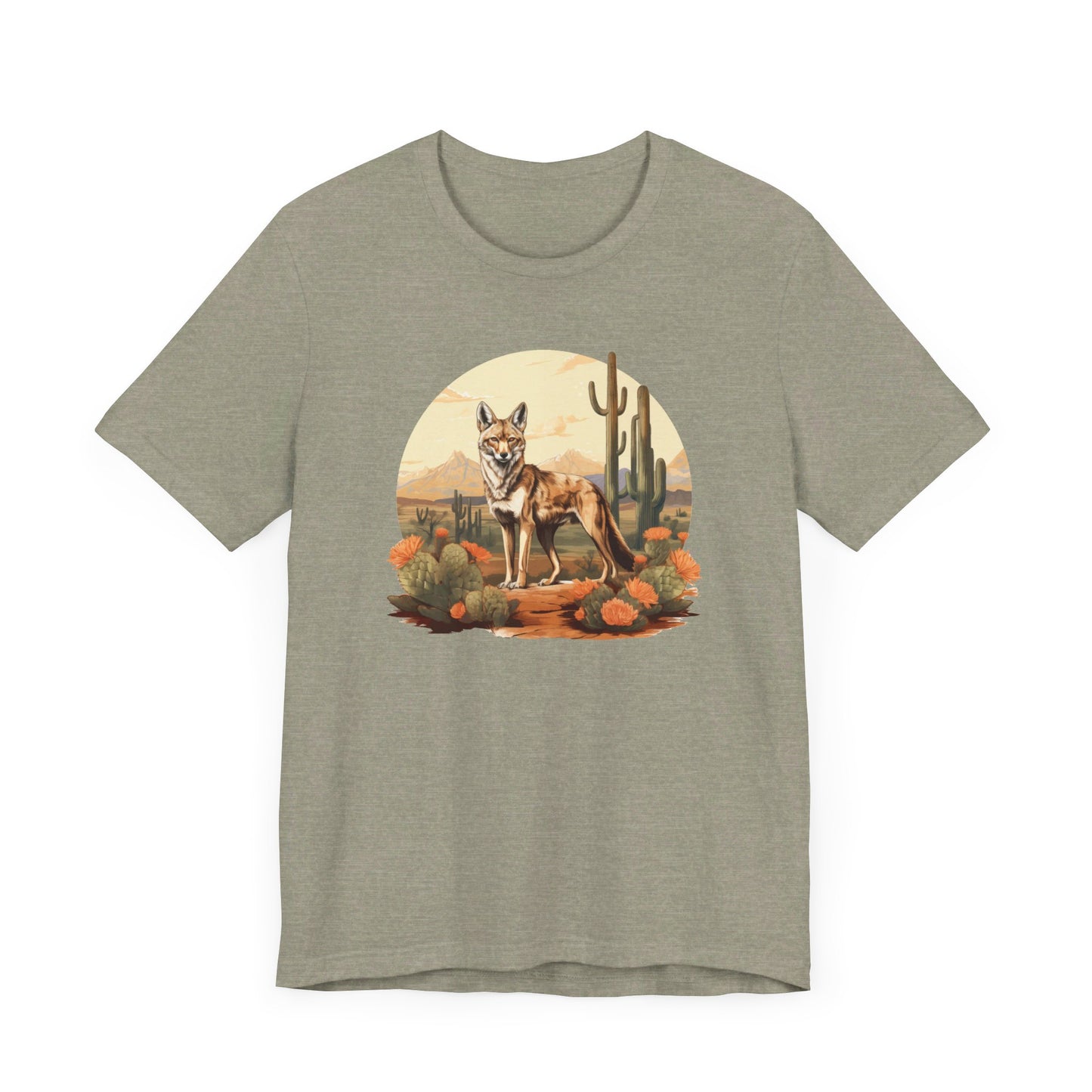 Desert Nomad: Bella Canvas T-shirt with Jackal and Cactus