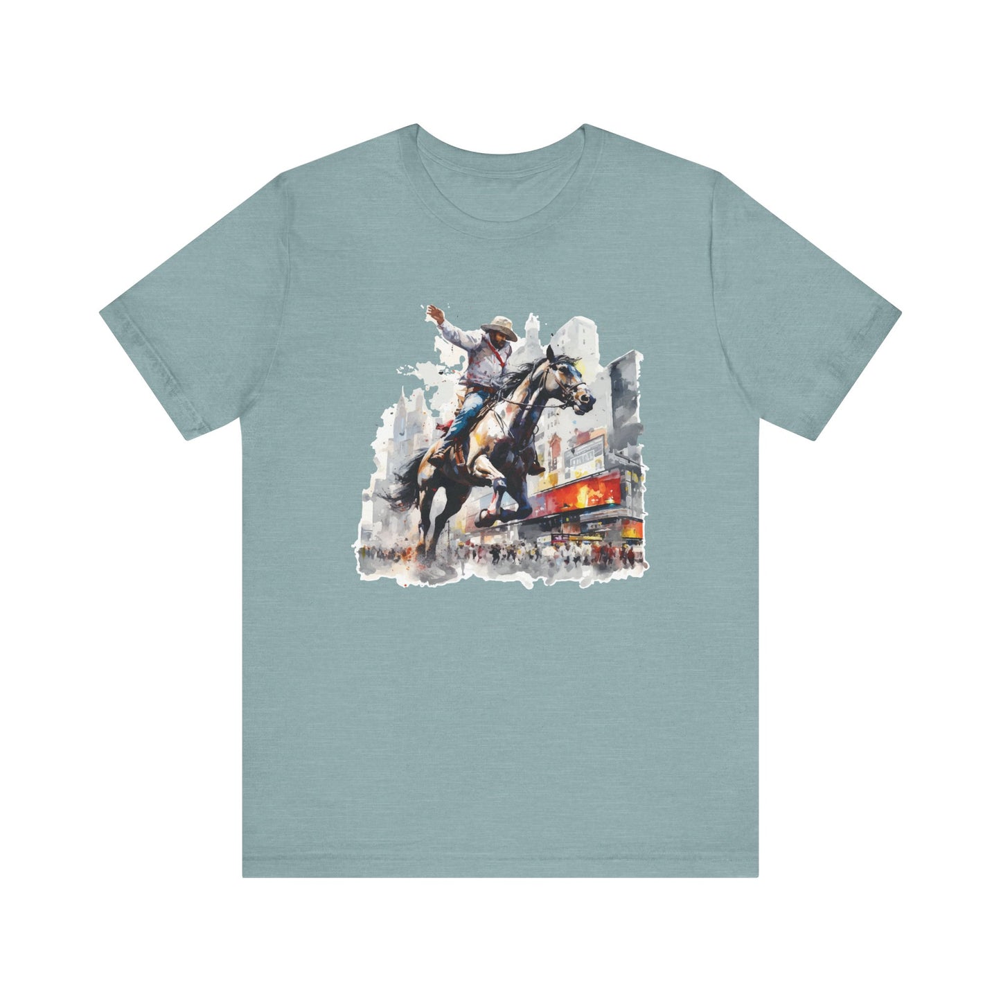 Urban Rodeo: Bella Canvas T-shirt with Cowboy in Times Square