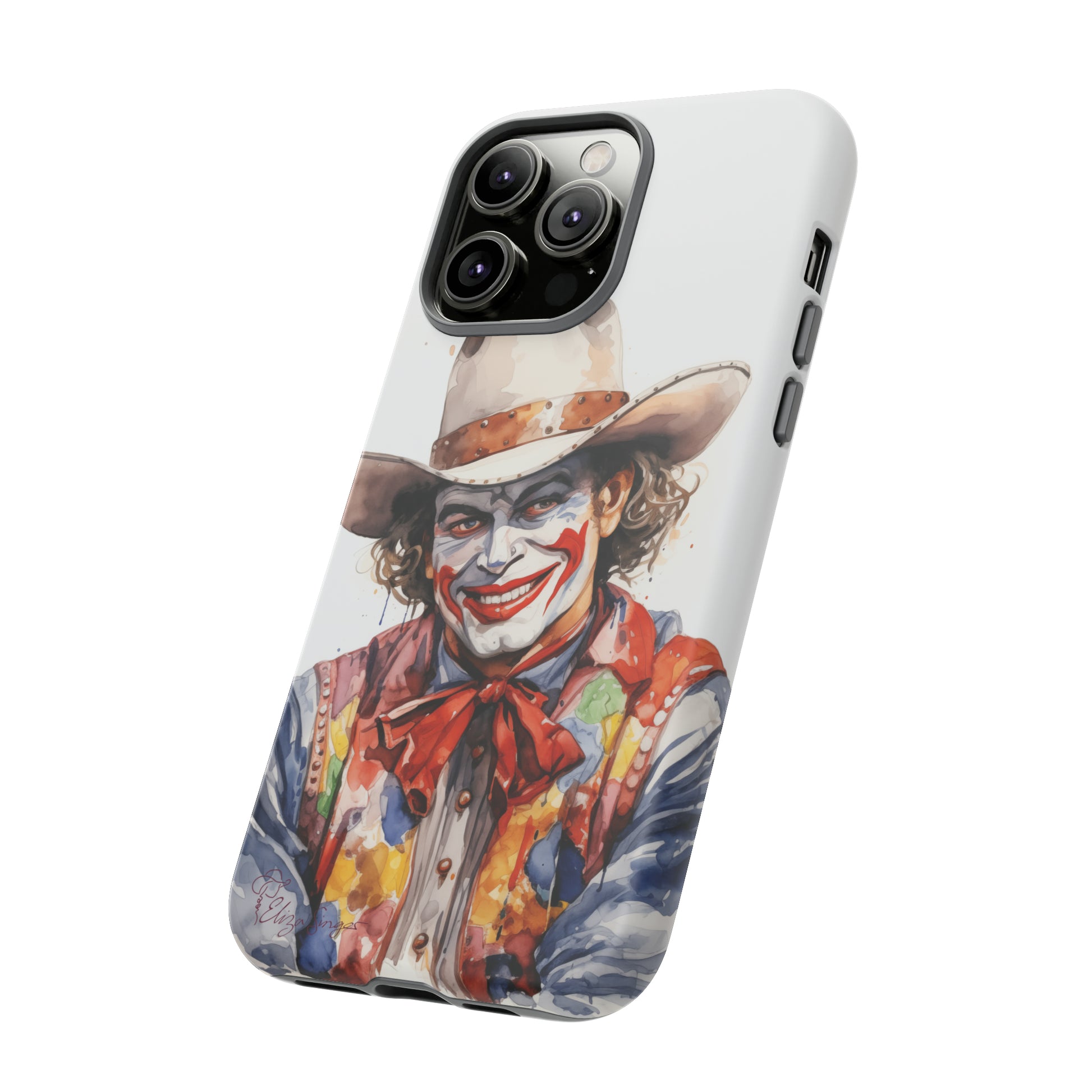 Unveiling our Tough Western Cell Phone Case: Watercolor Rodeo Clown Edition! Immerse yourself in the world of rodeo with this charming watercolor depiction of a rodeo clown on a white background. A perfect blend of style and durability.