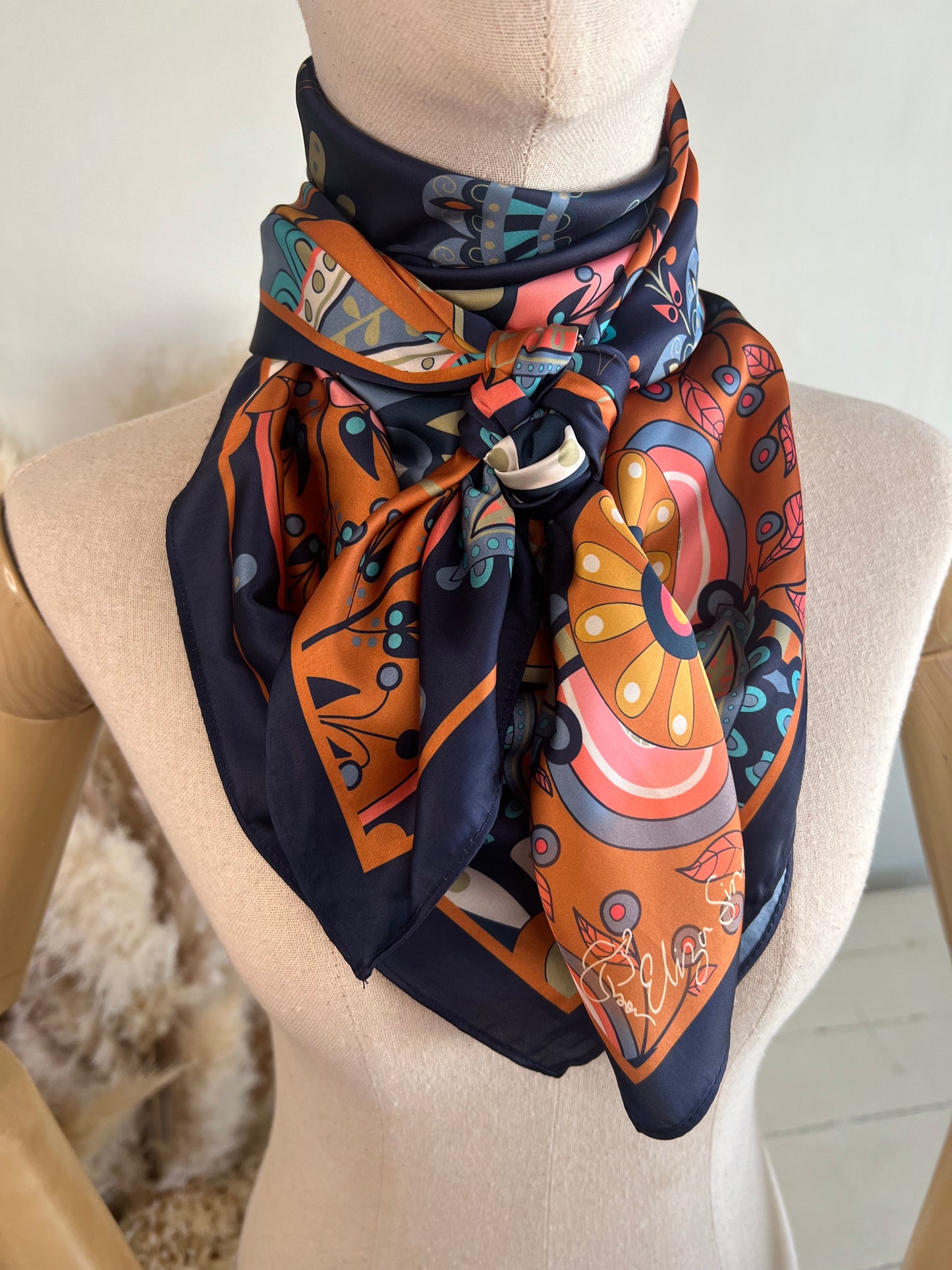 Paisley Bouquet in Navy Wild Rag